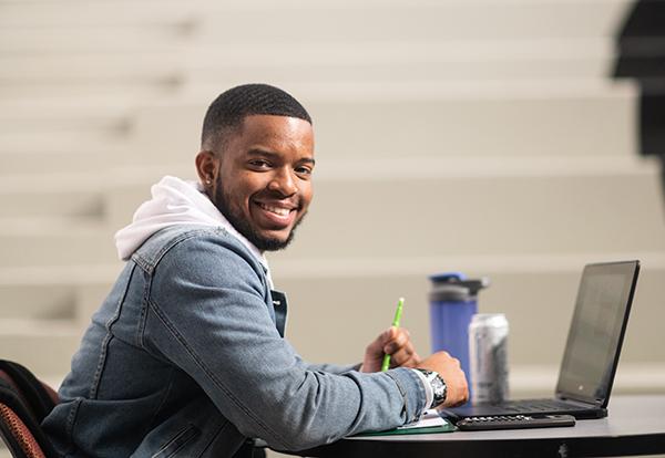 Student studying in student union